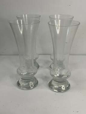 4 Vintage Libbey Clear Flared Trumpet Pilsner Beer Glasses Ball Knob Stem